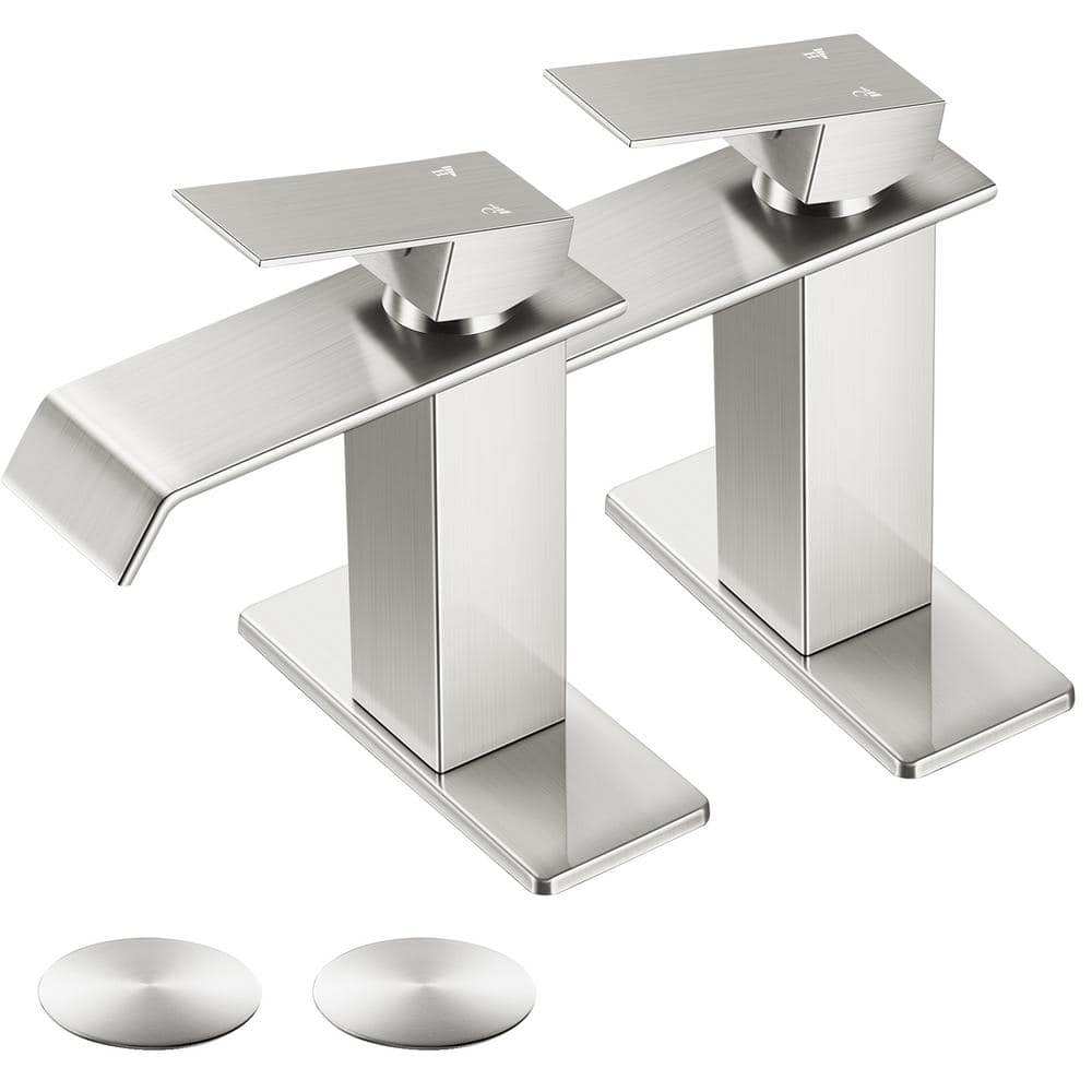 Waterfall Single Hole Single-Handle Bathroom Faucet with Pop-Up Drain in Br
