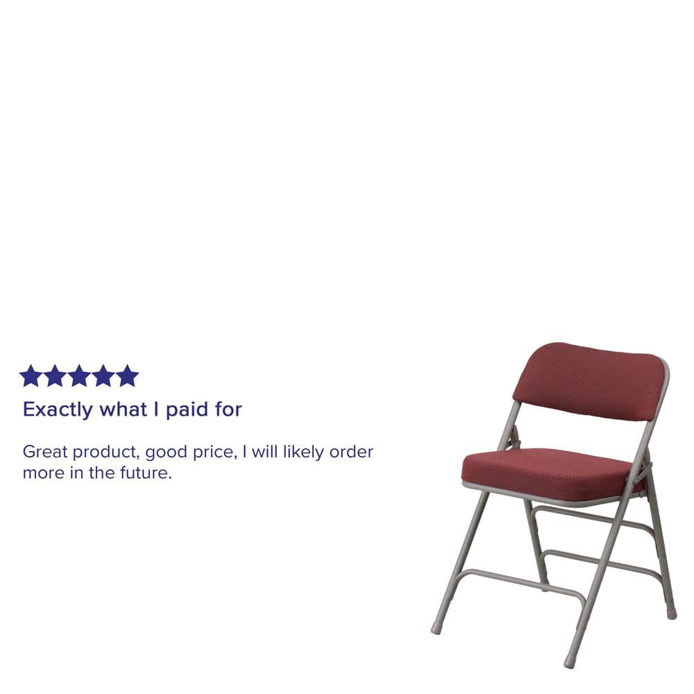 Burgundy Fabric Armless Metal Folding Chair