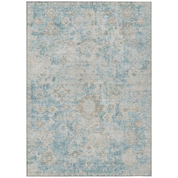 Chantille Machine Washable Indoor/Outdoor Abstract ACN3116 Teal 10 ft. x 14 ft. Area Rug