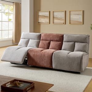 Oscar 64.5 in. Armless Fabric Traditional Modular Power Recliner Sectional Sofa in Grey