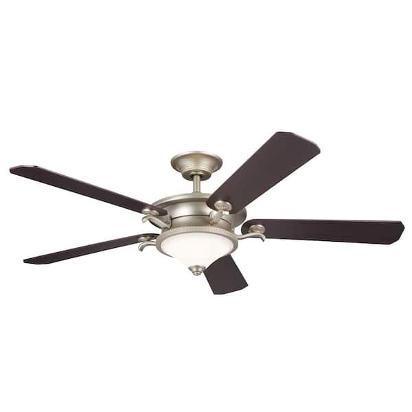 KICHLER Rise 60 in. Integrated LED Indoor Brushed Nickel Downrod Mount Ceiling Fan with Wall Control