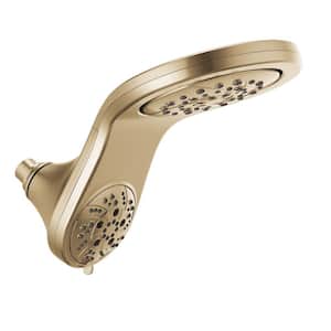 HydroRain Two-in-One 5-Spray 6 in. Double Wall Mount Fixed H2Okinetic Shower Head in Champagne Bronze