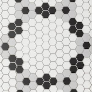 Le Cafe 9 in. x 15 in. Black and White Porcelain Mosaic Tile (9.41 sq. ft. /Case)