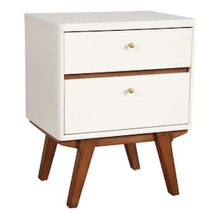Bernadette 2-Drawer White Finish" With Acorn (Brown) Accents ( 26" H X 21" W X 16" D )