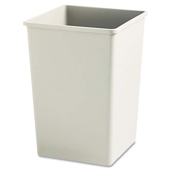 Rubbermaid Commercial Products Plaza 25 Gal. Beige Plastic Square Trash Can