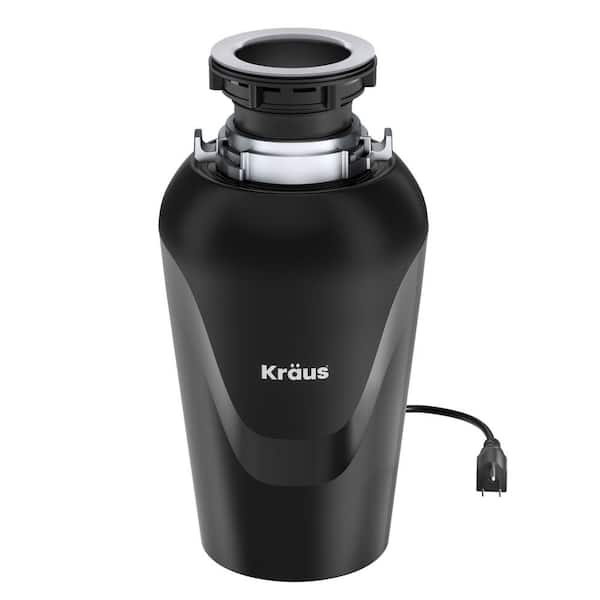 KRAUS WasteGuard 3/4 HP Continuous Feed Garbage Disposal with Ultra-Quiet Motor for Kitchen Sinks with Power Cord and Flange
