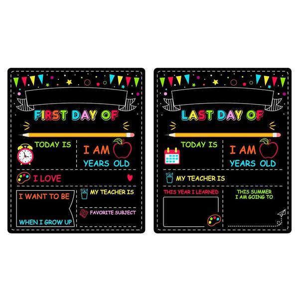 Afoxsos 1-Pack 12 x 10 in. Double-Sided First Day of School Sign