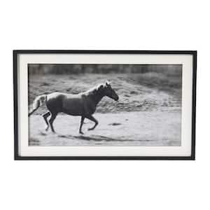 Galloping Horse Print with Wood Framed Animal Art Print 19 in. x 32 in.