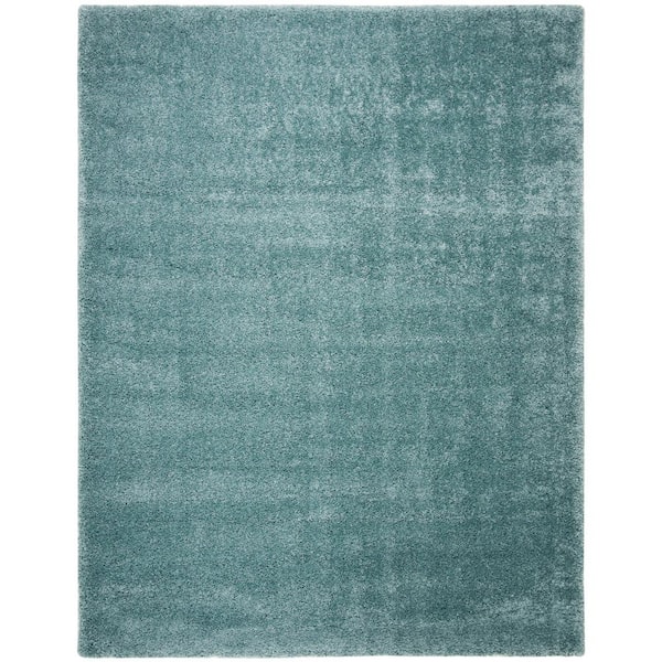 SAFAVIEH Royal Shag Aqua 8 ft. x 10 ft. Solid Area Rug
