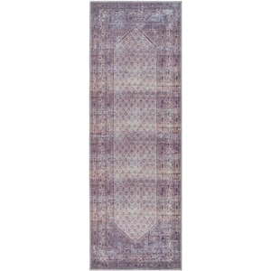 Kiera Old Lavender 3 ft. x 7 ft. Traditional Indoor Machine-Washable Area Rug