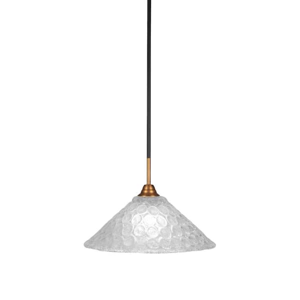 Unbranded Madison 100-Watt 1-Light Matte Black and Brass Bowl Mini Pendant Light with Glass Shade