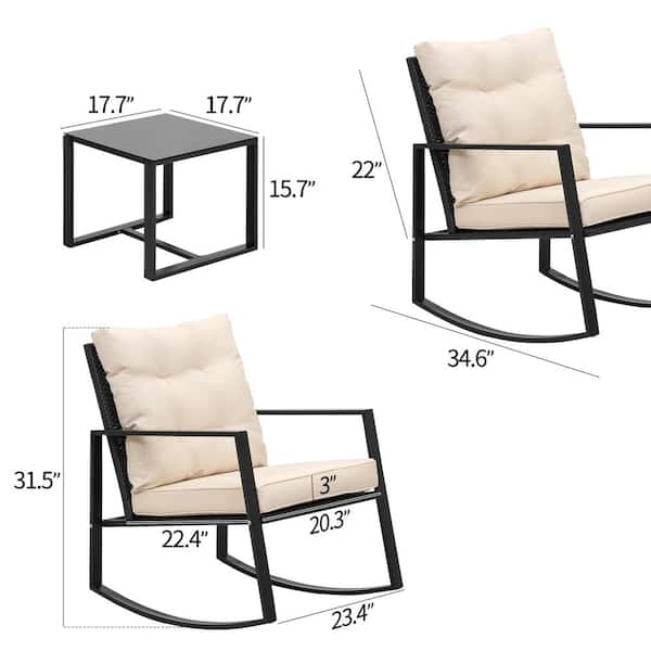 juskys brown 3 piece wicker outdoor bistro set with tan cushion