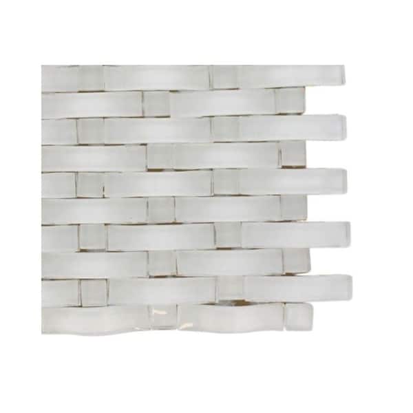 Ivy Hill Tile Contempo Curve Bright White Dot Glass Mosaic Floor and Wall Tile - 3 in. x 6 in. x 8 mm Tile Sample