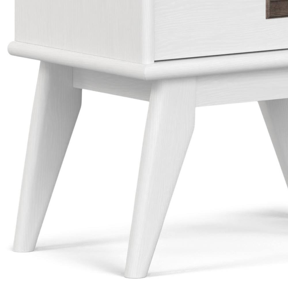 White Solid Hardwood Mid-Century Modern Bookcase with Storage Drawer