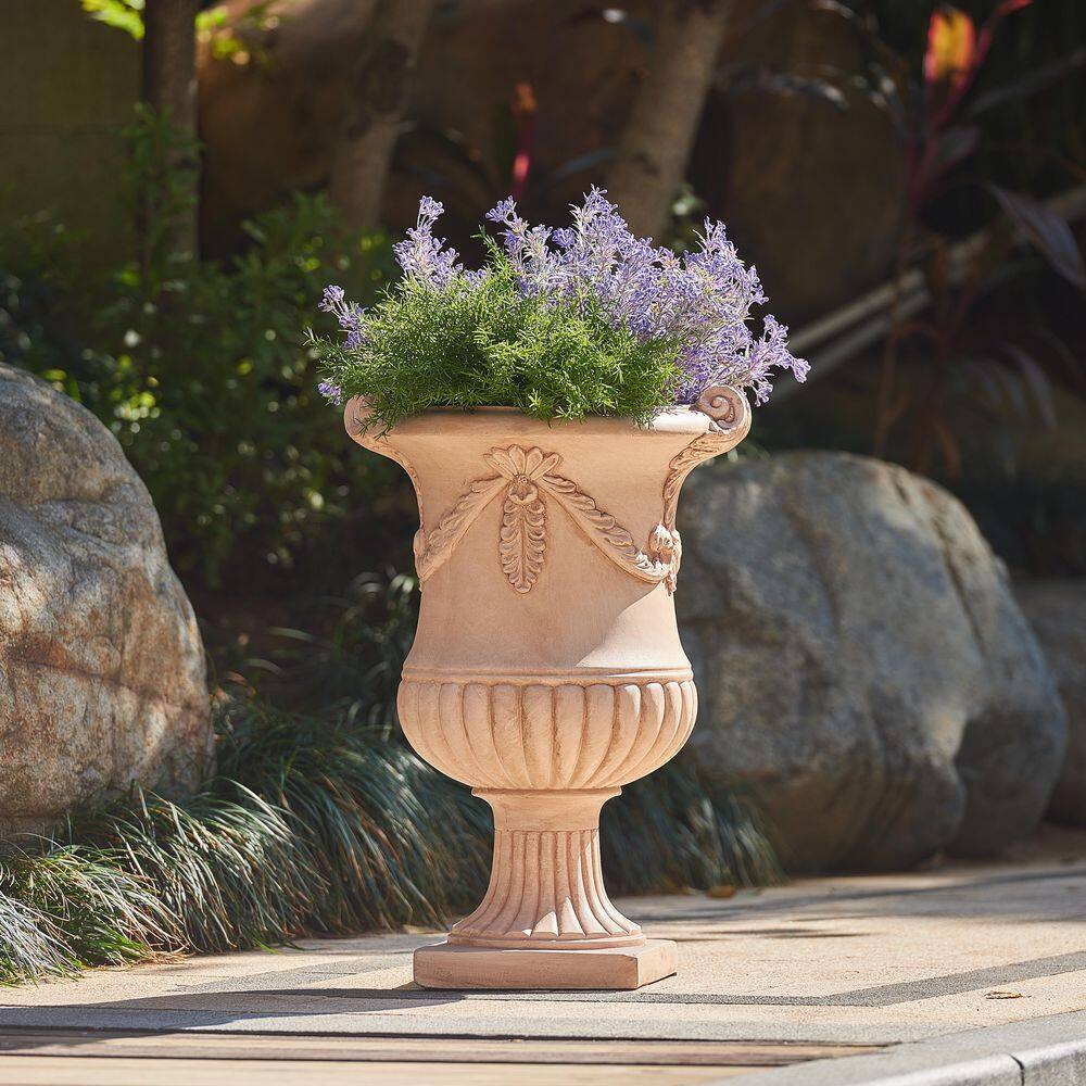 Kelmere 15.5 in. W x 24.8 in. H Terracotta Finish Stone Magnesium Oxide (MGO) Flower Urn Planter price history on PriceWatchPro