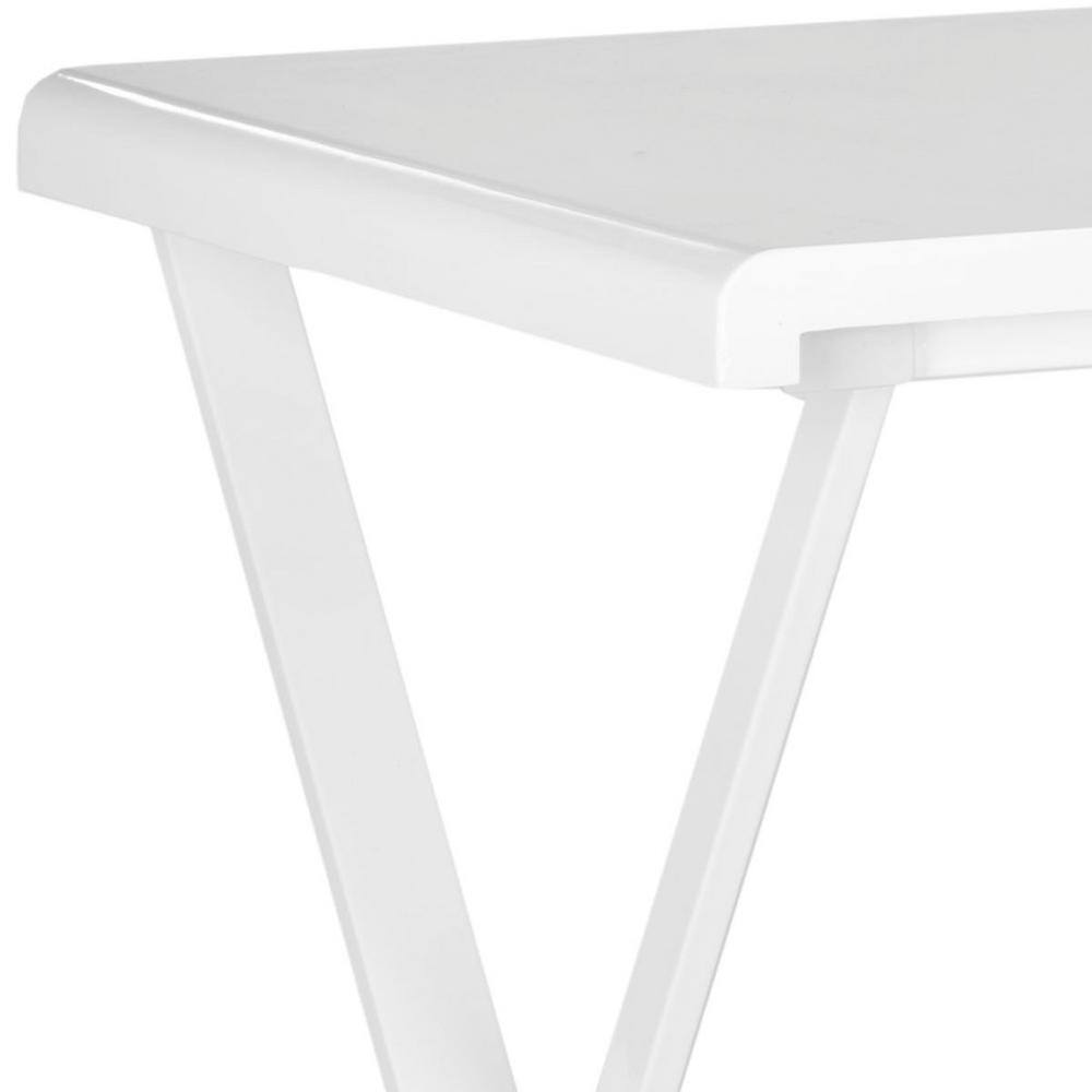 Transitional White Lacquered Home Office Desk with Crossed Legs