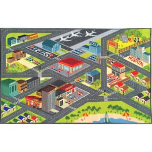 Multi-Color Kids and Children Bedroom and Playroom Road Map Educational Learning and Game 3 ft. x 5 ft. Area Rug