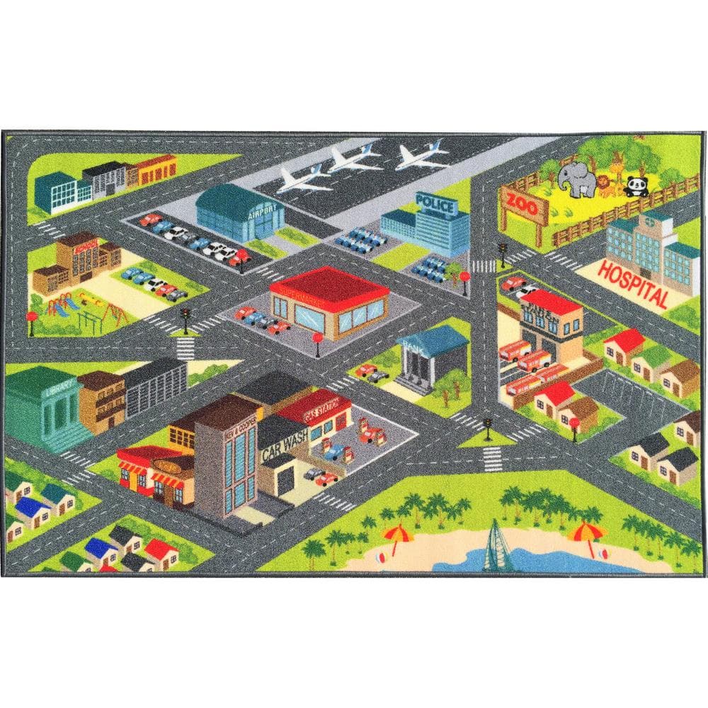 Multi-Color Kids Children Bedroom Playroom Road Map Educational Learning and Game 8 ft. x 10 ft. Area Rug price history on PriceWatchPro
