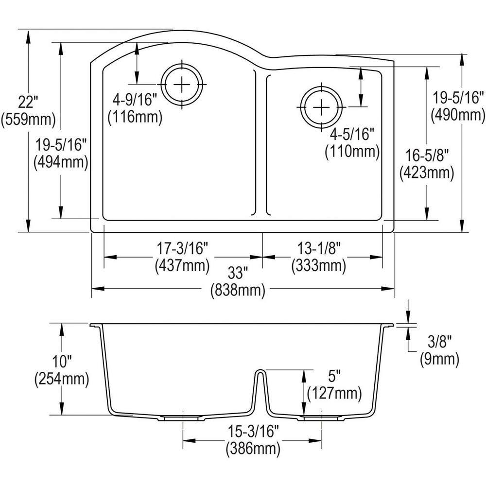 Matte Black Stone Double Bowl Undermount Kitchen Sink