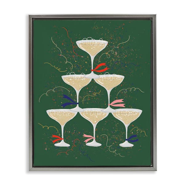 Stupell Industries Celebration Drinks Tower by Kristina Hultkrantz Gray Floater Frame Food Graphic Art Print 21 in. x 17 in.