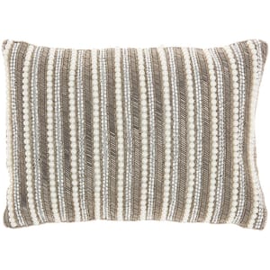 Luminescence Pewter Gray 14 in. x 10 in. Rectangle Throw Pillow