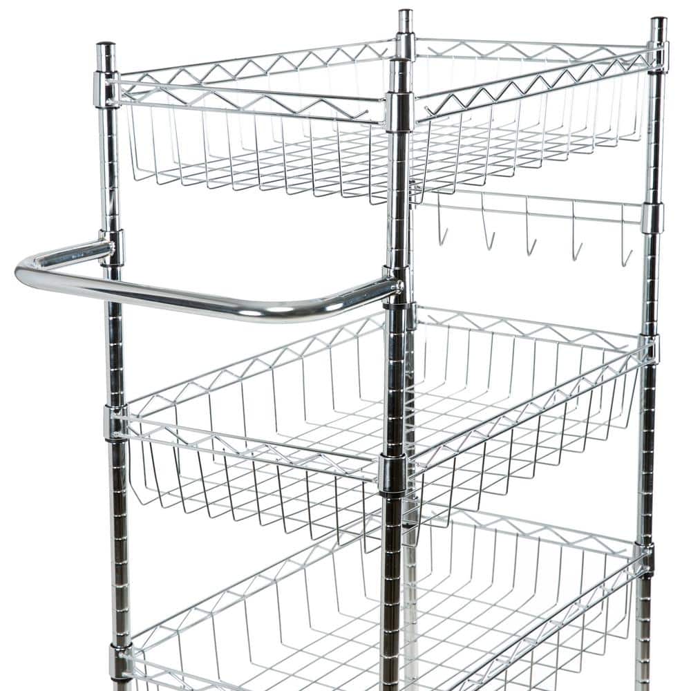 Chrome 4-Tier Industrial Utility Cart with Casters