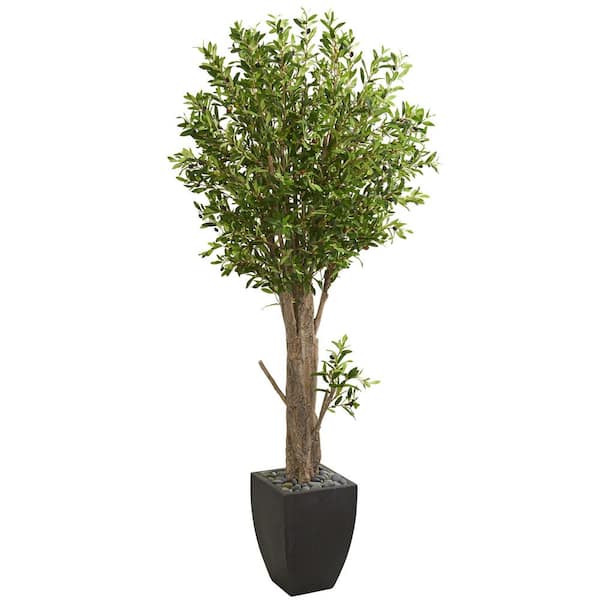Nearly Natural Indoor 6.5 ft. Olive Artificial Tree in Black Planter