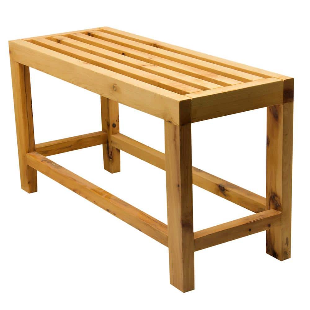 Natural Cedar Wood 26" Slated Single Person Bench