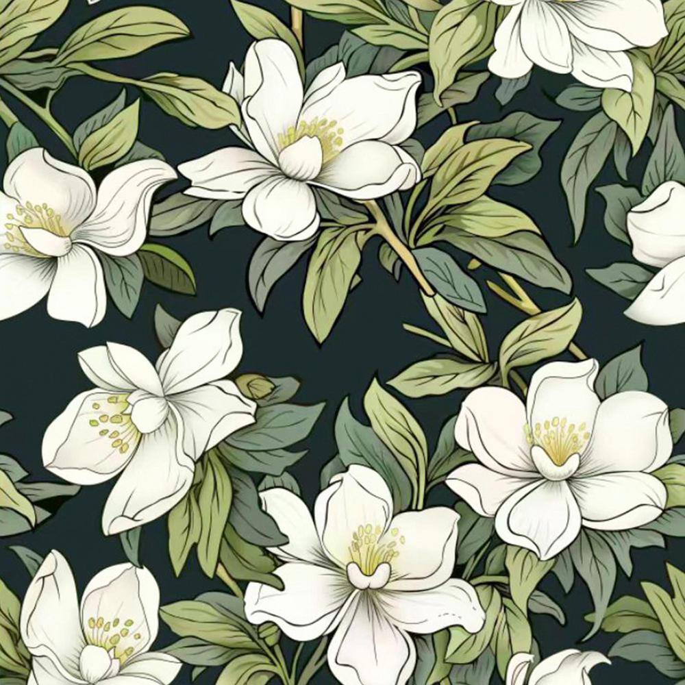 White Magnolia Vinyl Peel and Stick Wallpaper Roll, Removable Wallpaper