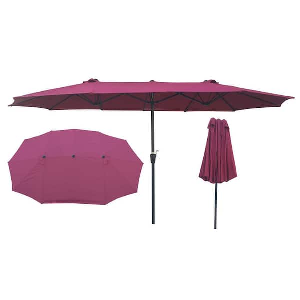 Sireck 9 ft. Steel Market Patio Umbrella in Burgundy