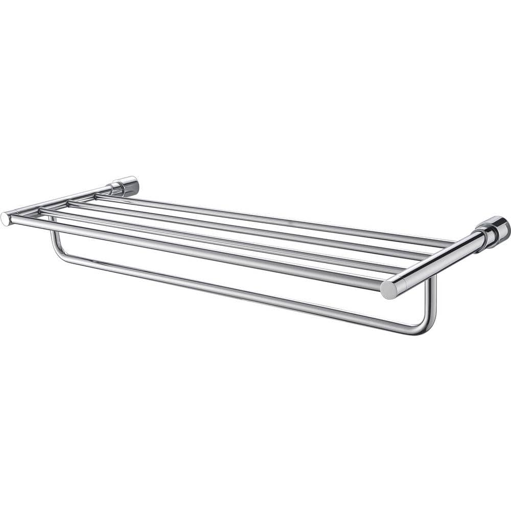 Polished Chrome Wall Mounted Towel Rack with Shelf