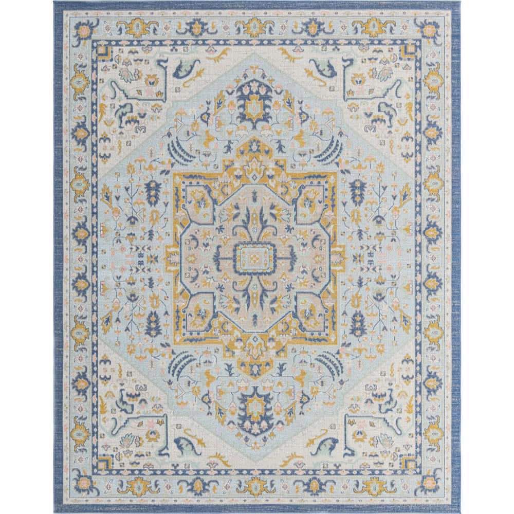 Unique Loom Whitney Milano Sky Blue 7 ft. 10 in. x 10 ft. Area Rug