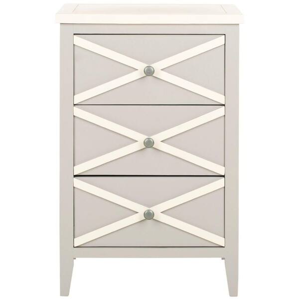 Safavieh Sherrilyn Gray and White Storage Side Table