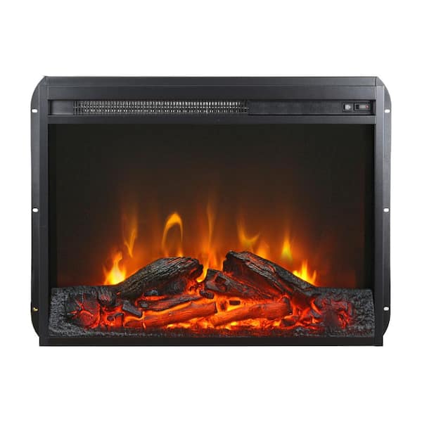 5000 BTU 23 in. Electric Fireplace Heater in Black with Log Set and Realistic Flame