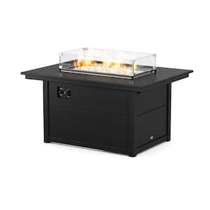 Black Rectangle 34 in. x 46 in. HDPE Plastic Outdoor Fire Pit Table