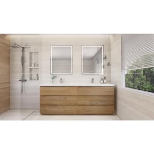 Angeles 83 in. W Bath Vanity in Natural Oak with Reinforced Acrylic Vanity Top in White with White Basin