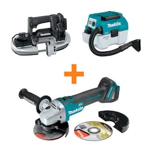 18V LXT Sub-Compact Brushless Band Saw and 18V LXT Brushless Wet/Dry Vacuum with bonus 18V LXT Brushless Angle Grinder