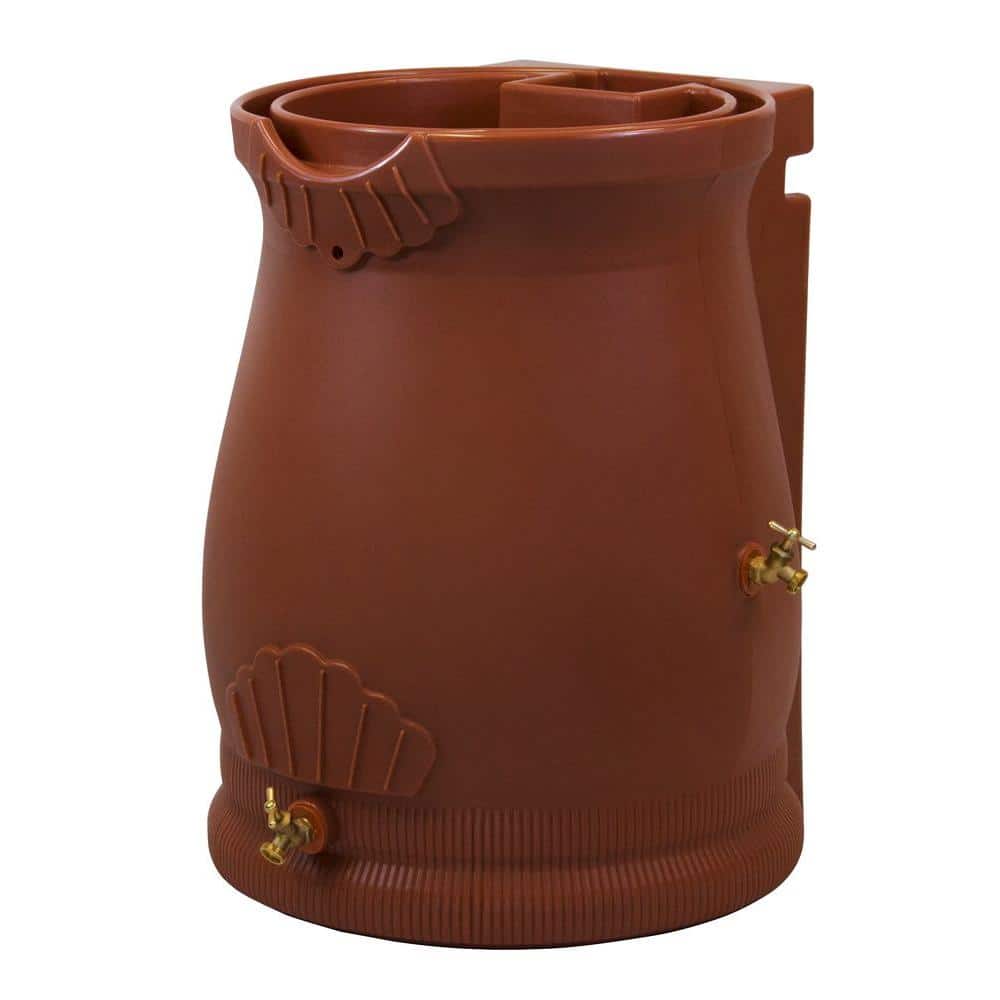 Terra Cotta 50 Gallon Dual Overflow Planter Rain Barrel