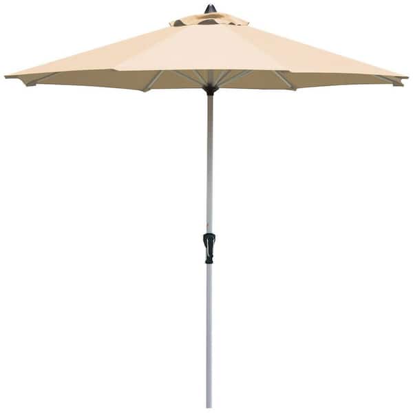 Unbranded 9 ft. Patio Outdoor Market Umbrella with Aluminum Pole without Weight Base, Beige