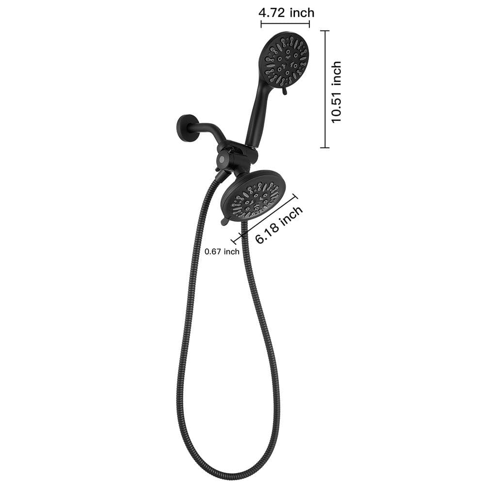 Matte Black Dual Head Wall Mounted Shower System with Stainless Steel Hose