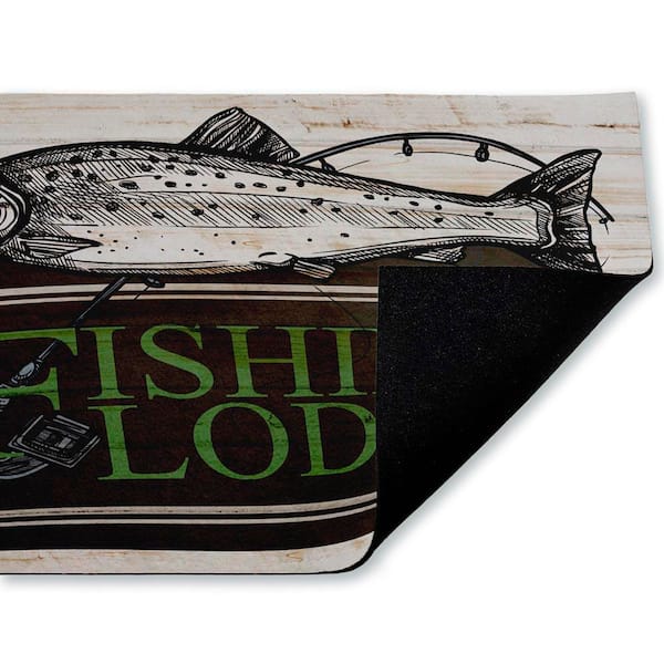 Rustic Fishing Lodge Brown 18 in. x 30 in. Polyester Non-Slip Outdoor Door Mat