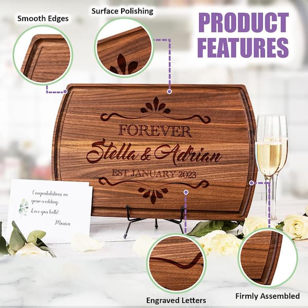 Adrinfly Medium 9 in. x 12 in. Rectangular Wood Edge Grain