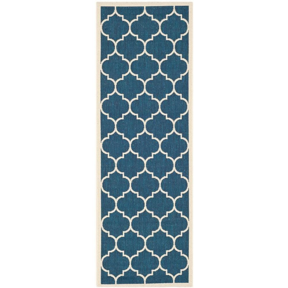 Courtyard Navy/Beige 2 ft. x 16 ft. Moroccan Geometric Indoor/Outdoor Runner Rug price history on PriceWatchPro