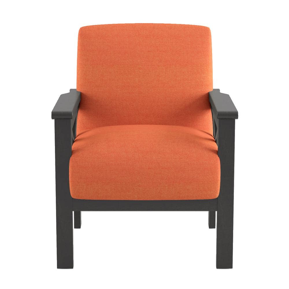 Savion Orange Textured Upholstery Solid Wood Frame Accent Chair