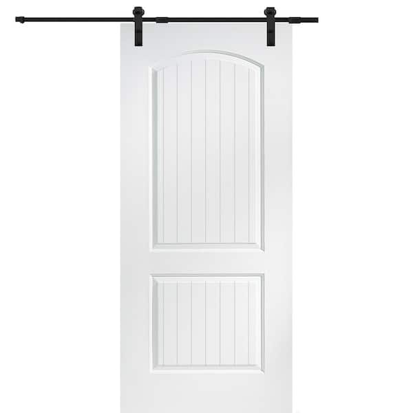 MMI Door 32 in. x 80 in. Primed Molded MDF Cashal Sliding Barn Door with Hardware Kit