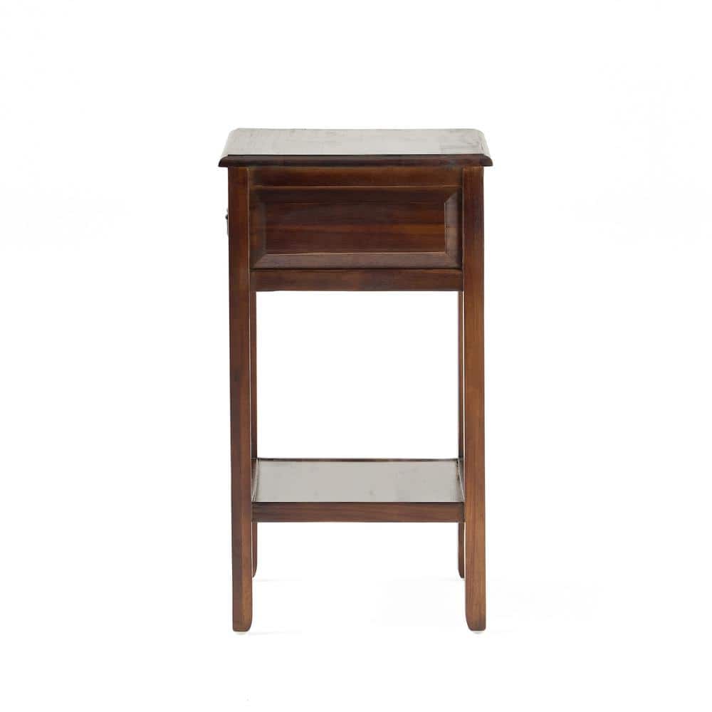 Brown Mahogany Rectangular Wood End Table with Storage