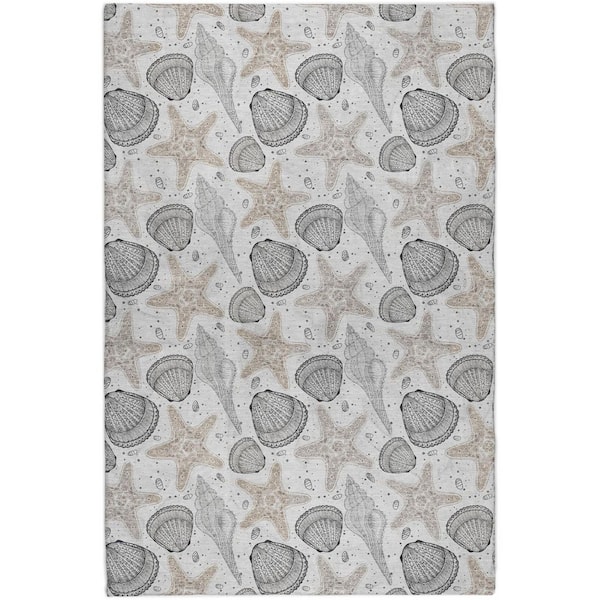 Dream Shag Premium Machine Washable Abstract ADS183 Fog 8 ft. x 10 ft. Area Rug