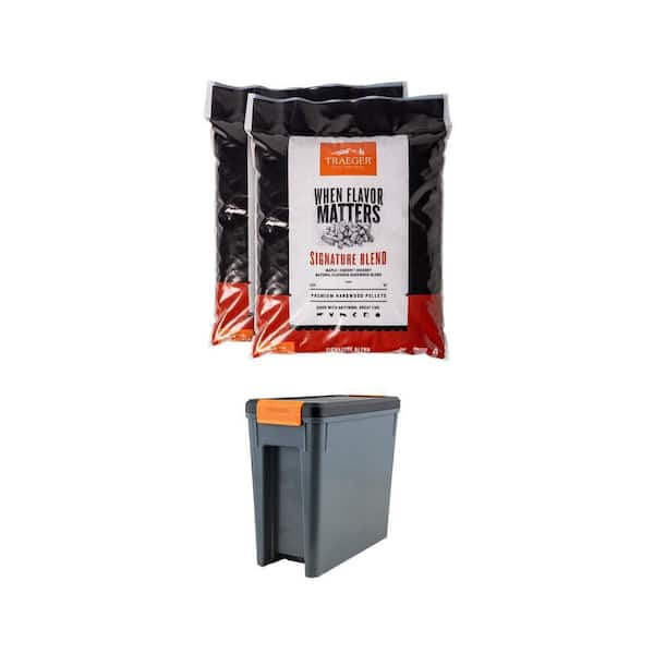 Signature Pellets (2-Pack) and StayDry Wood Pellet Bin and Lid Combo