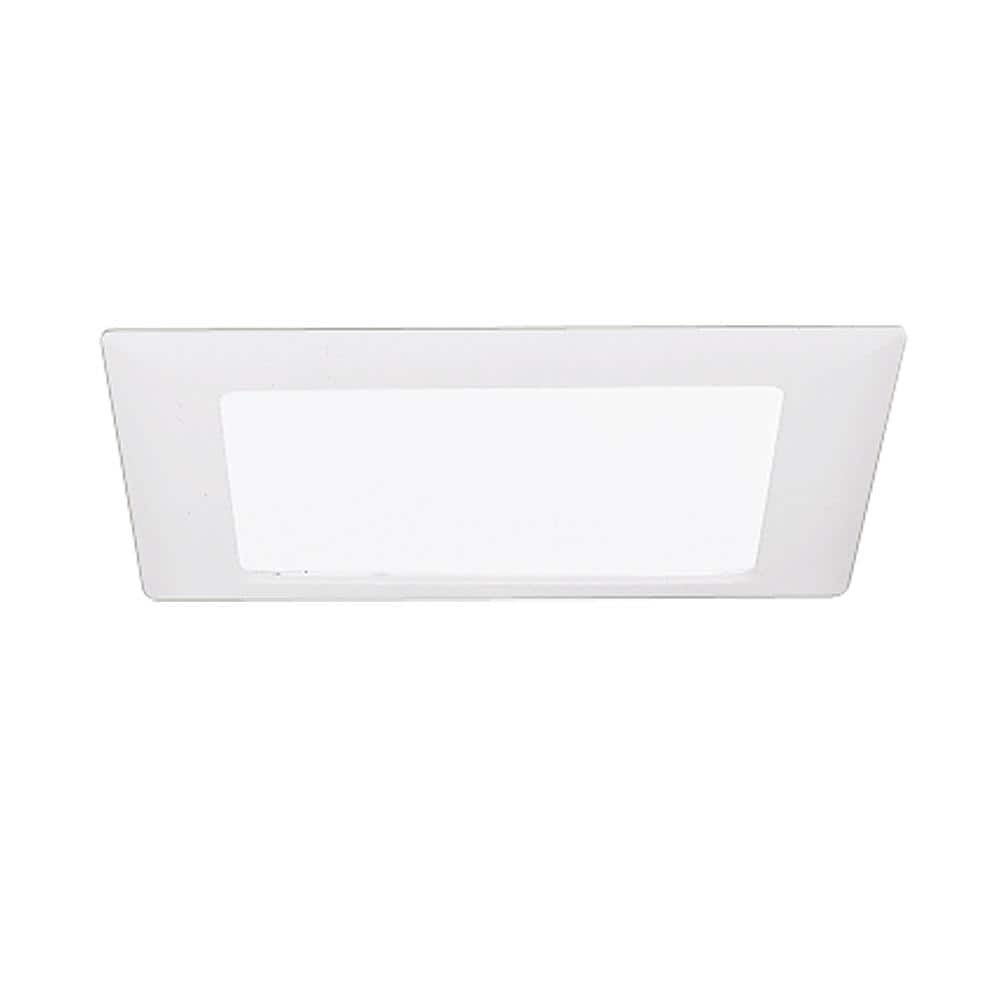 HALO 10 in. White Canless Recessed Light Ceiling Square Trim with Glass Albalite Lens 20P The