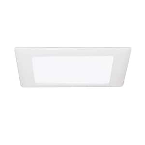 10 in. White Canless Recessed Light Ceiling Square Trim with Glass Albalite Lens